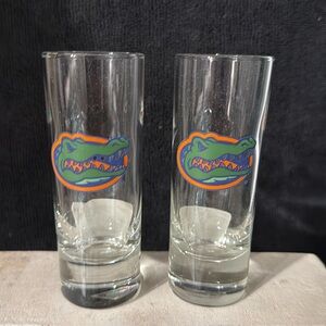 2 Florida Gators 2.5oz. Collegiate Licensed Tall Shot Glasses. University of FL.